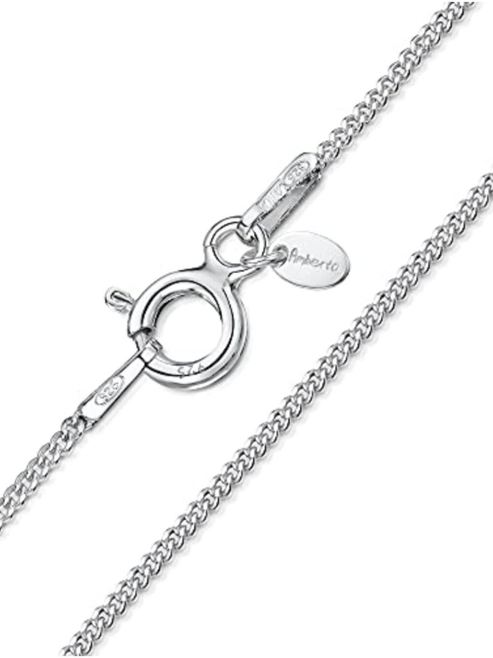 Sterling Silver 1.1 mm Curb Chain Necklace Spring Ring Clasp